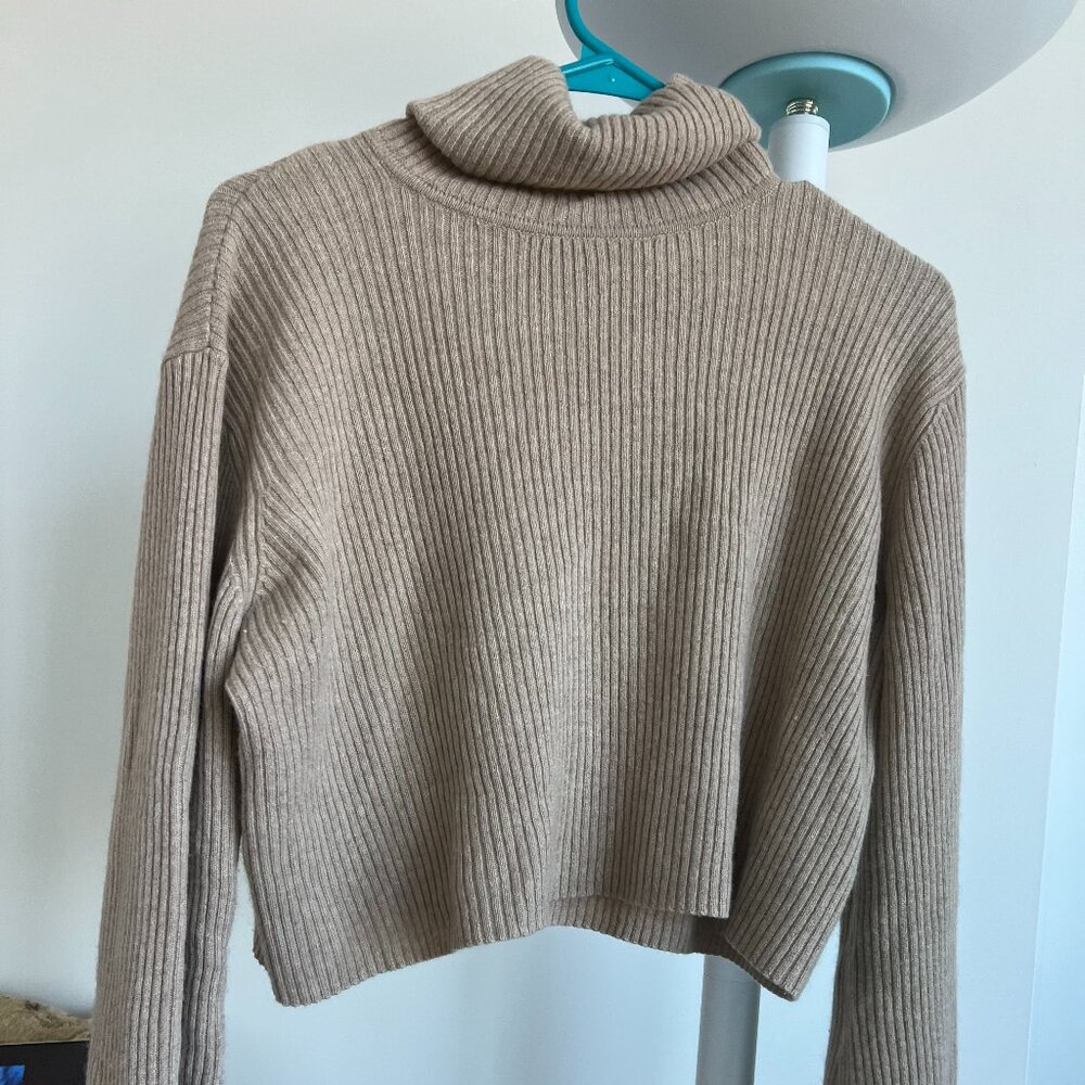 Reformation 100% cashmere tan turtle neck sweater